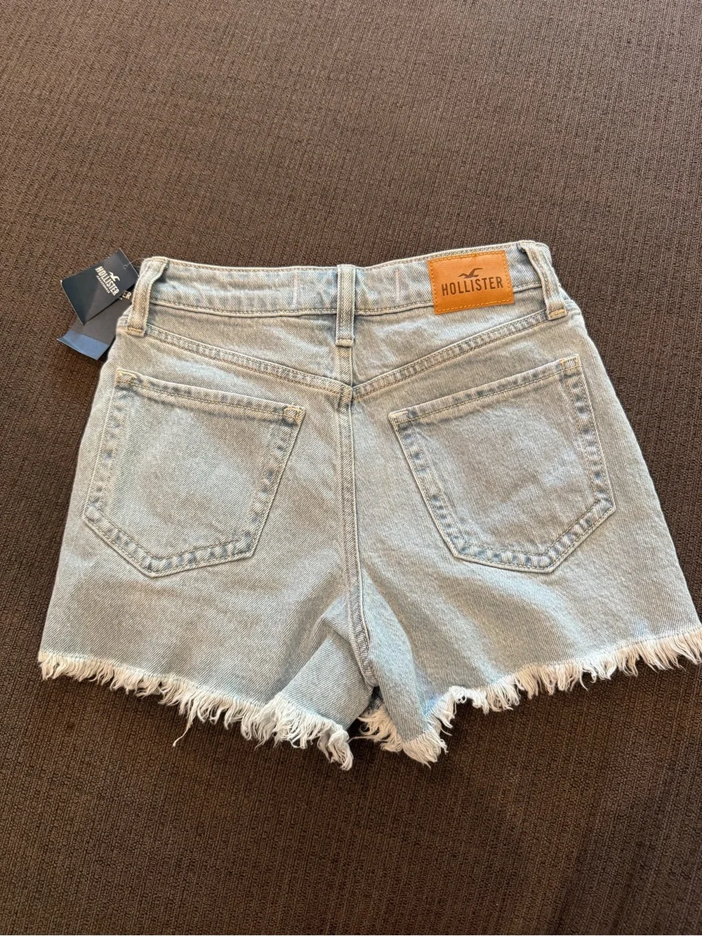 Hollister Light Blue Distressed High-Rise Jean Shorts